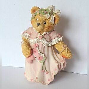 Vintage 90s Cherished Teddies Marian Girl Teddy Bear Collectible Figurine